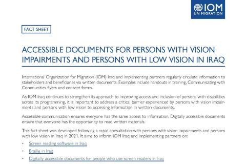 Fact sheet: Accessible documents for persons with vision impairments and persons with low vision in Iraq